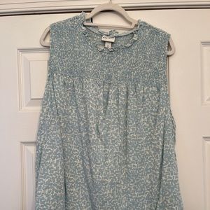 Blue and cream floral blouse